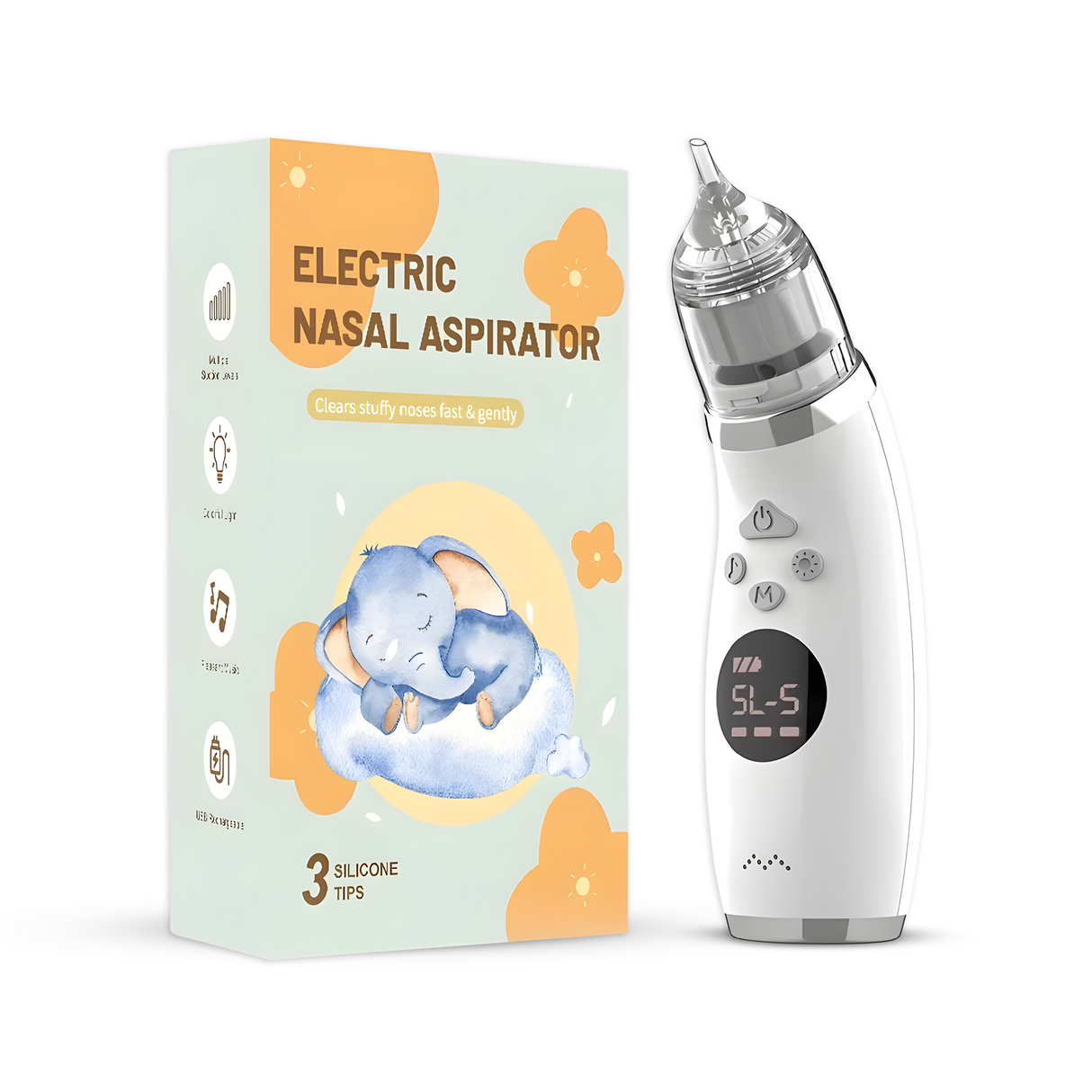 Electric Kids Nasal Aspirator – 5-Speed Suction, Soothing Music, LED Display & Storage Case