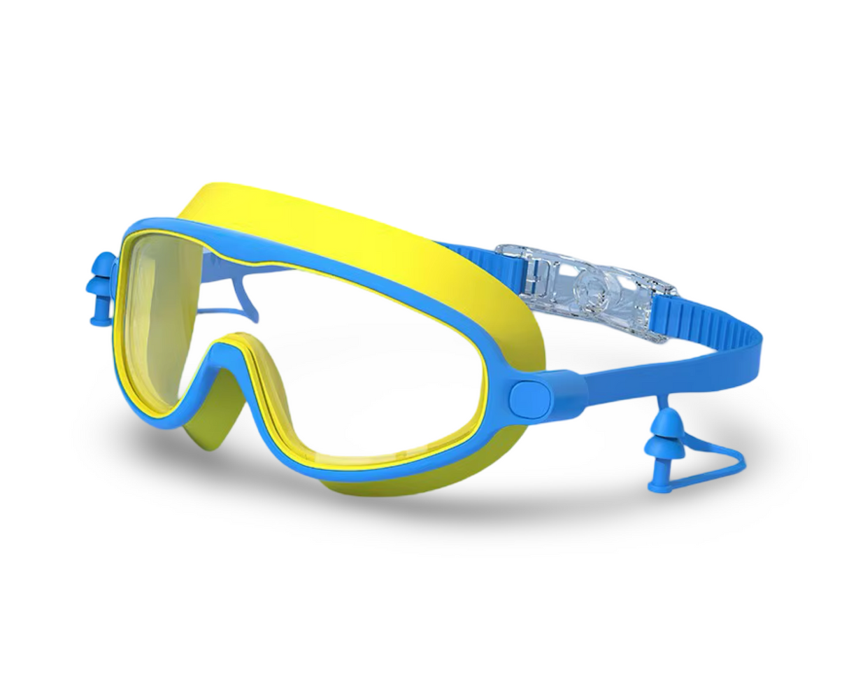 Kids Anti-Fog Swim Goggles with Ear Plugs – Waterproof, UV Protection (Pink or Blue)