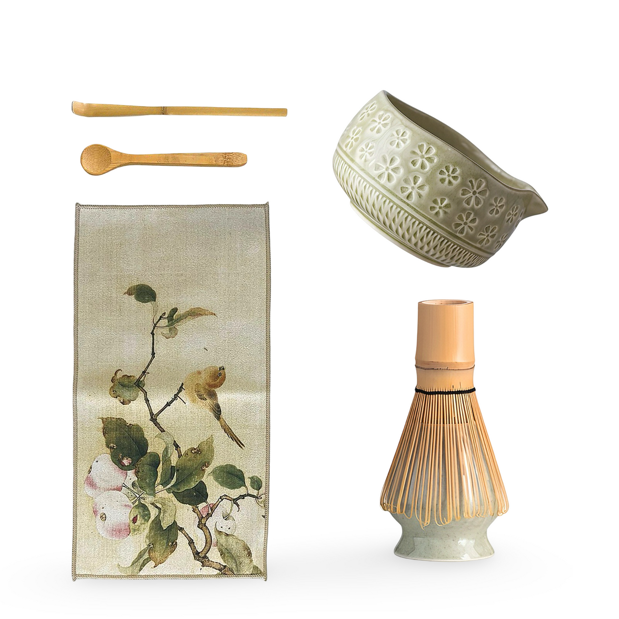 Complete Matcha Tea Set with Ceramic Bowl & Natural Bamboo Whisk