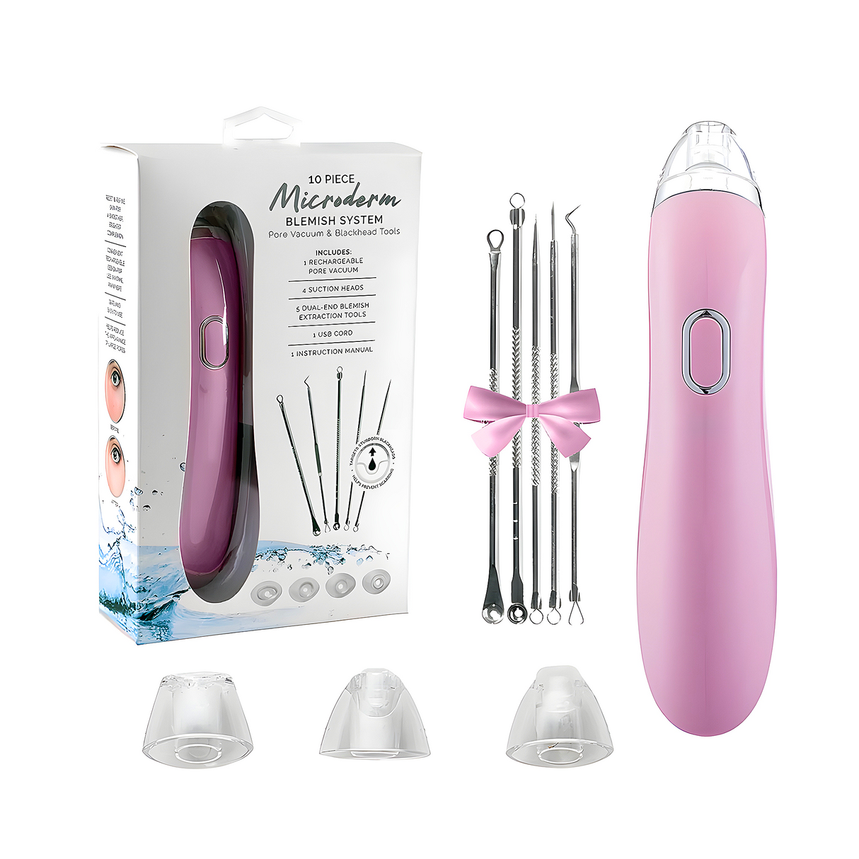 Electric Blackhead Remover & Pore Vacuum – 10-Piece Microderm Blemish System (USB Rechargeable)