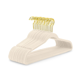 Premium Velvet Hangers with Gold Hooks – Non-Slip, Ultra-Slim, Black & Beige (Pack of 50)