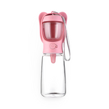 2-in-1 Pet Water Bottle & Feeder (550ml) – Portable Hydration for Pets | Pink & Blue